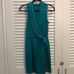 The Limited green/teal sleeveless faux-wrap dress